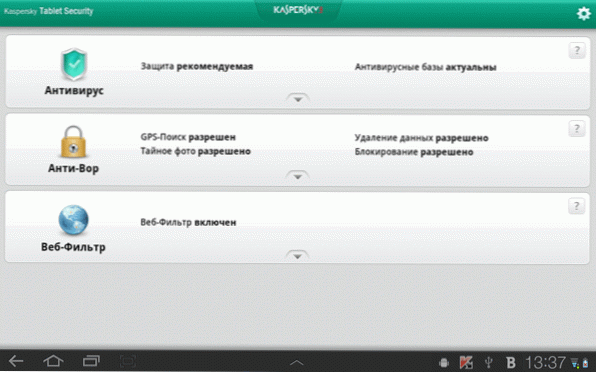 Nova Kaspersky Tablet Security za Android