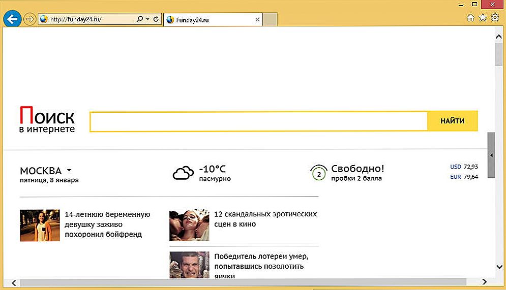 Odstránenie stránky funday24.ru od spustenia
